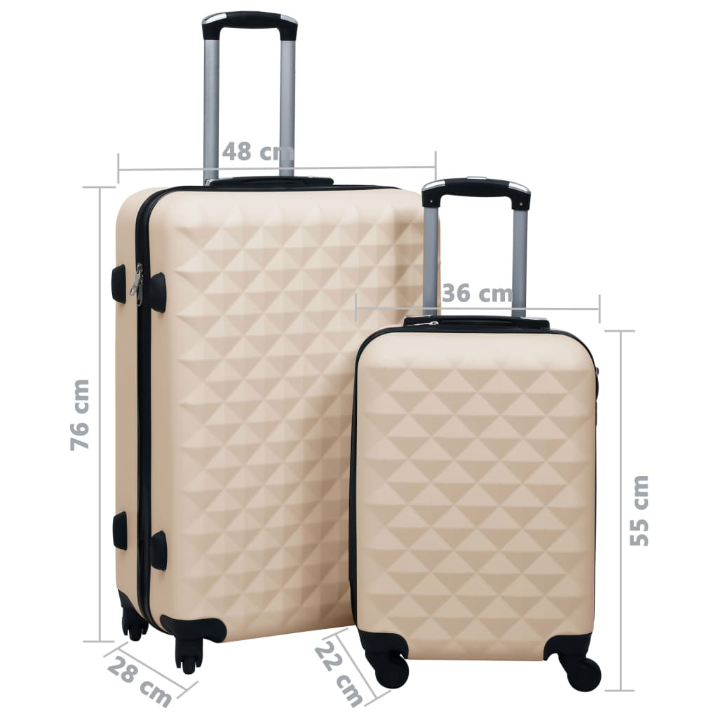 Set Valigie Trolley a Custodia Rigida 2 pz Oro in ABS